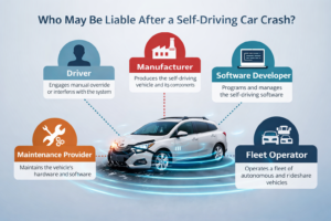 Infographic showing who may be liable after a self-driving car crash